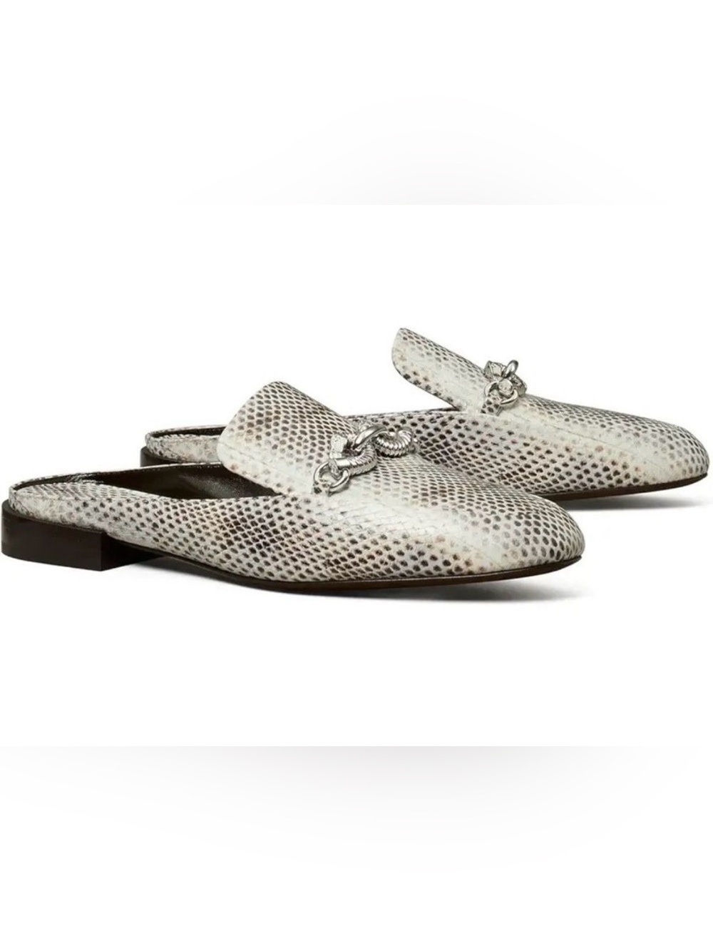 Tory Burch Jessa Lavender Roccia Snakeskin Backless Loafer Mules Size 7
